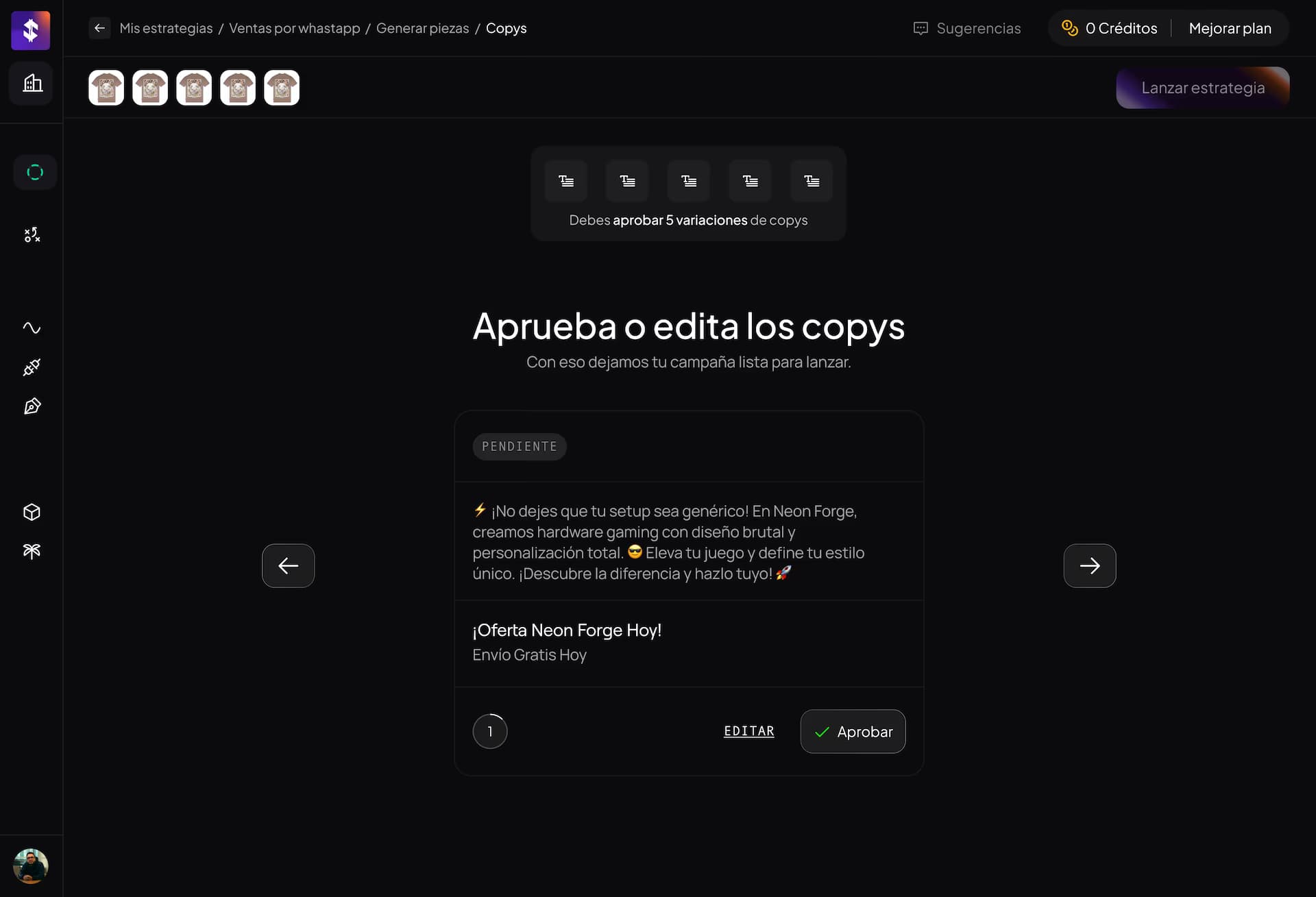 Approve or edit AI-generated copy